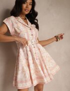 elsa.m by may Rochie cămașă Roză din Viscoză cu Curea cu Cataramă Nitalana