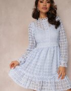 elsa.m by may Rochie Cambrată Albastru deschis cu Dantelă și Volan la bază Kamora
