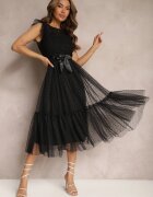 elsa.m by may Rochie Cambrată Neagră cu Fustă din Tul și Top din Dantelă Darela