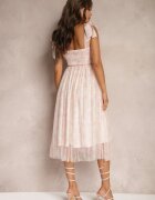 elsa.m by may Rochie cambrată roz florală ornată cu bretele cu legătură Coradea