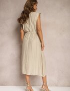 elsa.m by may Rochie camiseră bej din Viscoză fără Mâneci cu Elastic în Talie Noreviana