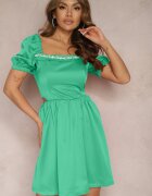 elsa.m by may Rochie Cloche Mini Verde cu Decupaje Laterale și Strassuri pe Decolteu Erelasia