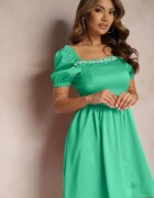 elsa.m by may Rochie Cloche Mini Verde cu Decupaje Laterale și Strassuri pe Decolteu Erelasia