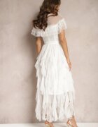elsa.m by may Rochie Cloș Albă cu Inserații Transparente din Dantelă Saela