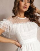 elsa.m by may Rochie Cloș Albă cu Inserații Transparente din Dantelă Saela