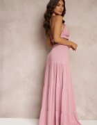 elsa.m by may Rochie Cloș Roz din Viscoză cu Legătură și Decupaje Kailen