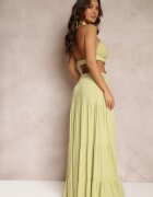elsa.m by may Rochie Cloș Verde deschis din Viscoză cu Legare și Decupaje Kailen