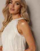 elsa.m by may Rochie de cocktail bej deschis fără mâneci cu perle decorative și volane Hilalia