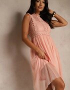 elsa.m by may Rochie de Cocktail Roz închis Midi cu corsaj din dantelă și fustă din tul Nebulia