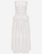 elsa.m by may Rochie de seară cu bumbac volănașe și fronseuri Iomasia Albă