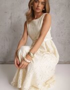 elsa.m by may Rochie de seară din dantelă cu bumbac și viscoză decorată cu dungi Chaleite Bej