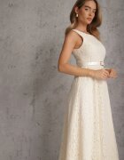 elsa.m by may Rochie de seară din dantelă cu bumbac și viscoză decorată cu dungi Chaleite Bej