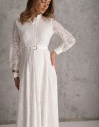 elsa.m by may Rochie de seară din dantelă cu vâscoză bumbac și curea Saphosi Albă