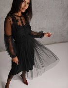 elsa.m by may Rochie de tul Neagră Evazată cu dantelă Nirthe