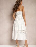 elsa.m by may Rochie Decupată Albă cu croială evazată cu bretele și cu cordon din material Residia