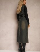 elsa.m by may Rochie Denim Bleumarin cu curea din imitație de piele și șliț cu fermoar Samicella