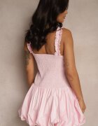 elsa.m by may Rochie din Bumbac Roz cu croială balon cu bretele cu partea de sus ajustată Linalaia
