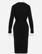 elsa.m by may Rochie din vâscoză cu guler decorativ manșete și dungi Ziona Neagră