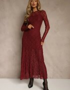 elsa.m by may Rochie Elegantă Bordeaux de Dantelă cu Spatele Decupat Lilafera