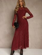 elsa.m by may Rochie Elegantă Bordeaux de Dantelă cu Spatele Decupat Lilafera
