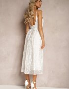 elsa.m by may Rochie Evazată Albă cu bretele cu cordon din material decorată cu zirconii Torolia