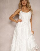 elsa.m by may Rochie Evazată Albă cu bretele cu cordon din material decorată cu zirconii Torolia