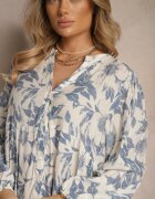 elsa.m by may Rochie Evazată Albastră din Bumbac cu Imprimeu Floral Efalora