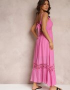 elsa.m by may Rochie Evazată Fuchsia Maxi cu Volănaș și Dantelă Luluma