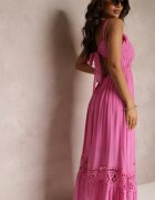 elsa.m by may Rochie Evazată Fuchsia Maxi cu Volănaș și Dantelă Luluma