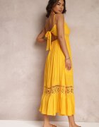 elsa.m by may Rochie Evazată Maxi Galbenă cu Volan și Dantelă Luluma