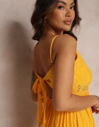 elsa.m by may Rochie Evazată Maxi Galbenă cu Volan și Dantelă Luluma