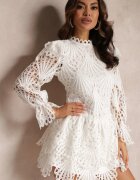 elsa.m by may Rochie Evazată Mini Albă din Dantelă Delores