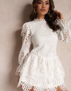 elsa.m by may Rochie Evazată Mini Albă din Dantelă Delores