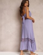 elsa.m by may Rochie Evazată Mov Maxi cu Volane și Dantelă Luluma