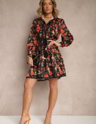 elsa.m by may Rochie Evazată Neagră cu Inserții de Dantelă și Șnur Payten