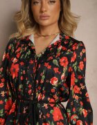 elsa.m by may Rochie Evazată Neagră cu Inserții de Dantelă și Șnur Payten