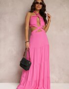 elsa.m by may Rochie Fucsia Cloș din Viscoză cu Legătură și Decupaje Kailen