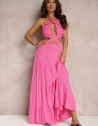 elsa.m by may Rochie Fucsia Cloș din Viscoză cu Legătură și Decupaje Kailen