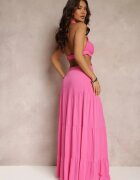 elsa.m by may Rochie Fucsia Cloș din Viscoză cu Legătură și Decupaje Kailen