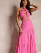elsa.m by may Rochie Fucsia Cloș din Viscoză cu Legătură și Decupaje Kailen