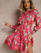 elsa.m by may Rochie Fucsia Evazată cu Inserții din Dantelă și Șnur Payten
