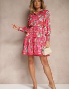 elsa.m by may Rochie Fucsia Evazată cu Inserții din Dantelă și Șnur Payten