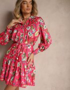 elsa.m by may Rochie Fucsia Evazată cu Inserții din Dantelă și Șnur Payten