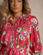 elsa.m by may Rochie Fucsia Evazată cu Inserții din Dantelă și Șnur Payten