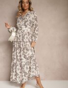 elsa.m by may Rochie Gri Cloche din Bumbac cu Imprimeu Floral Efalora
