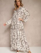 elsa.m by may Rochie Gri Cloche din Bumbac cu Imprimeu Floral Efalora