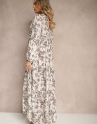 elsa.m by may Rochie Gri Cloche din Bumbac cu Imprimeu Floral Efalora