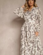 elsa.m by may Rochie Gri Cloche din Bumbac cu Imprimeu Floral Efalora