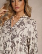 elsa.m by may Rochie Gri Cloche din Bumbac cu Imprimeu Floral Efalora