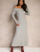 elsa.m by may Rochie Gri cu Vâscoză Decorată cu Decolteu rasfrânt Siarielis